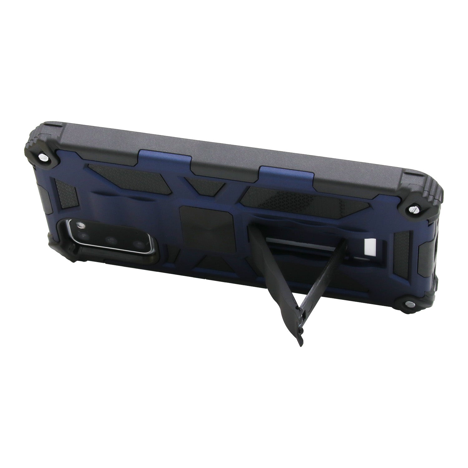 Kickstand Armor Dropproof PC TPU Hybrid Case with Magnetic Metal Sheet for Samsung Galaxy S20 4G/S20 5G - Blue