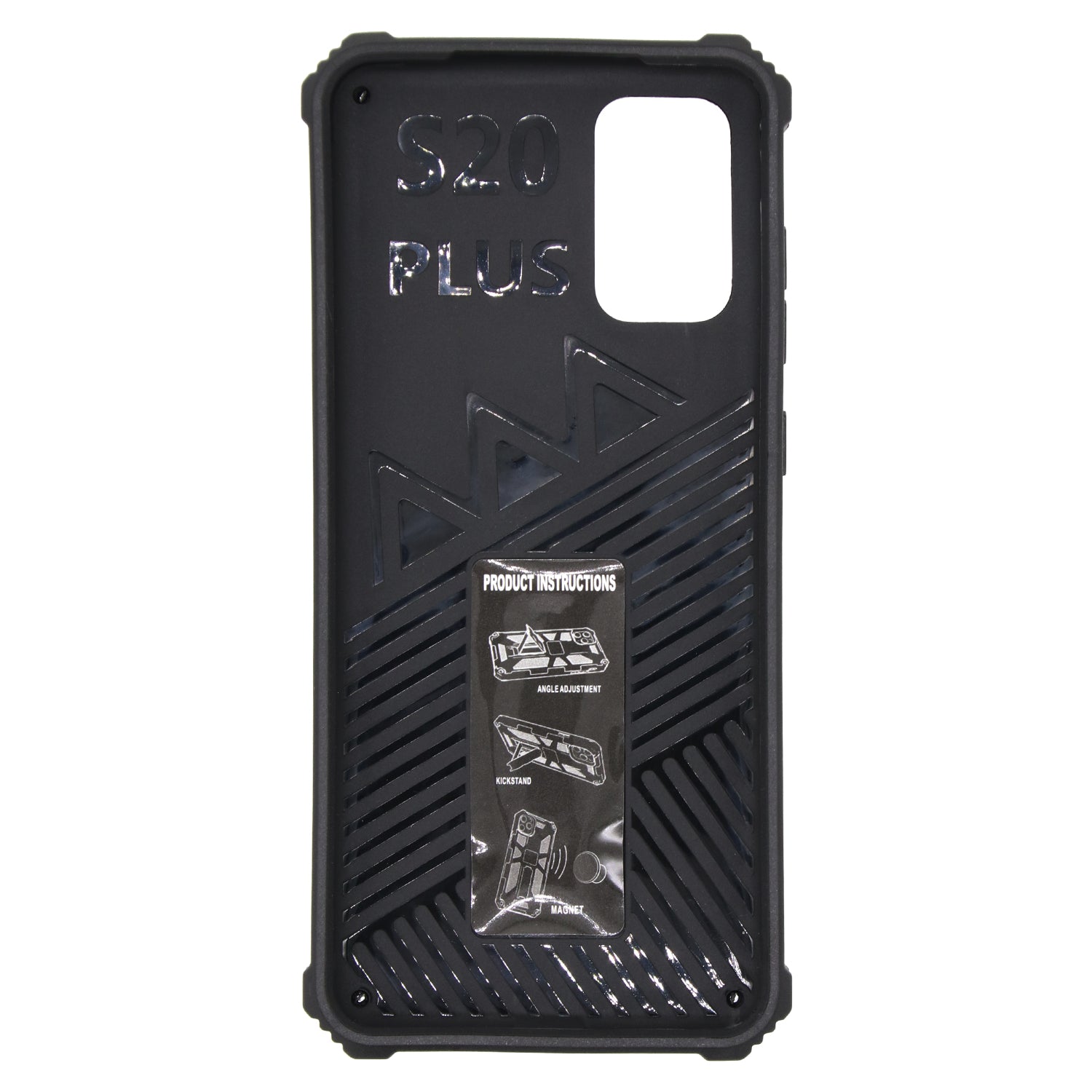 Kickstand Armor Dropproof PC TPU Combo Case with Magnetic Metal Sheet for Samsung Galaxy S20 Plus/S20 Plus 5G  - Black