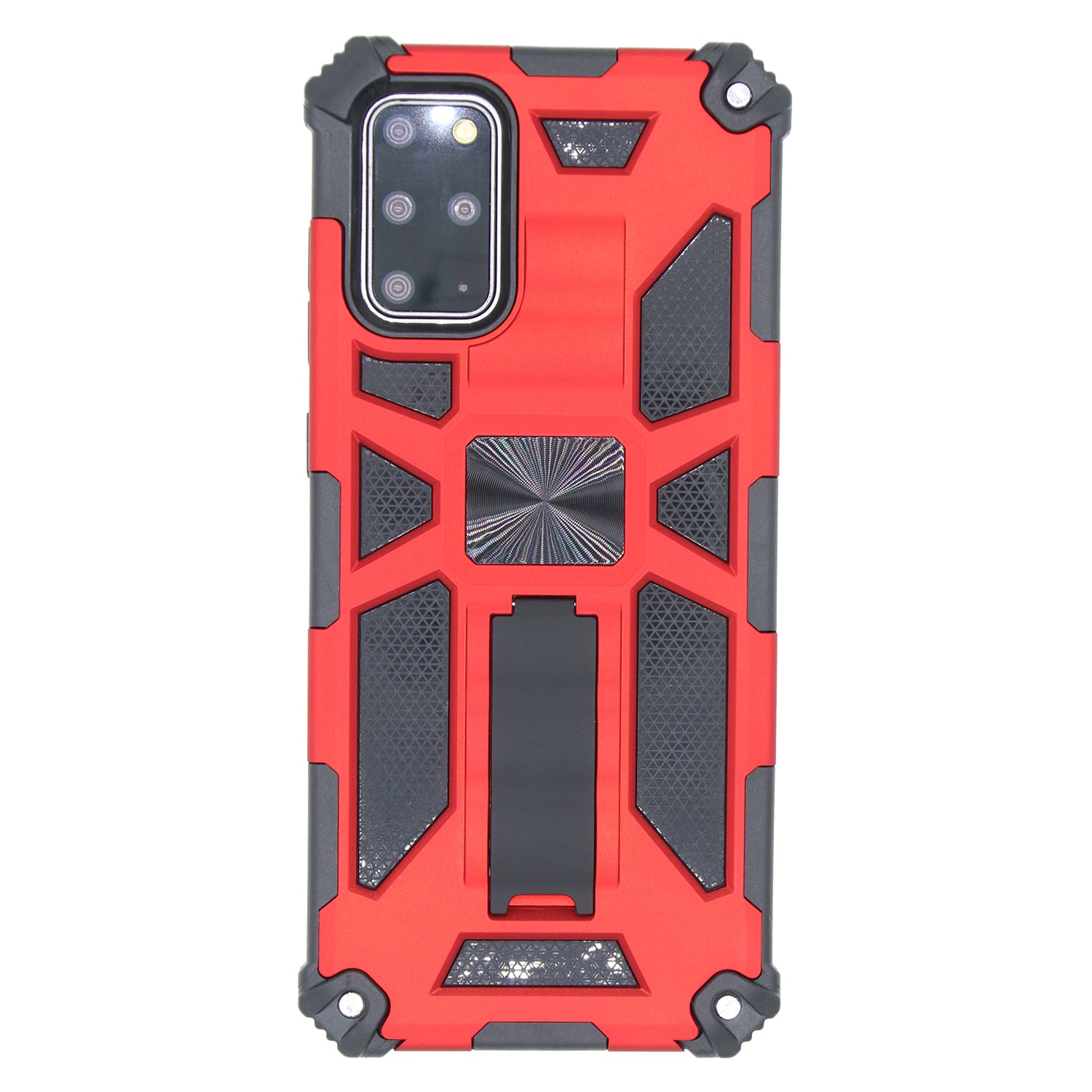 Kickstand Armor Dropproof PC TPU Combo Case with Magnetic Metal Sheet for Samsung Galaxy S20 Plus/S20 Plus 5G  - Red