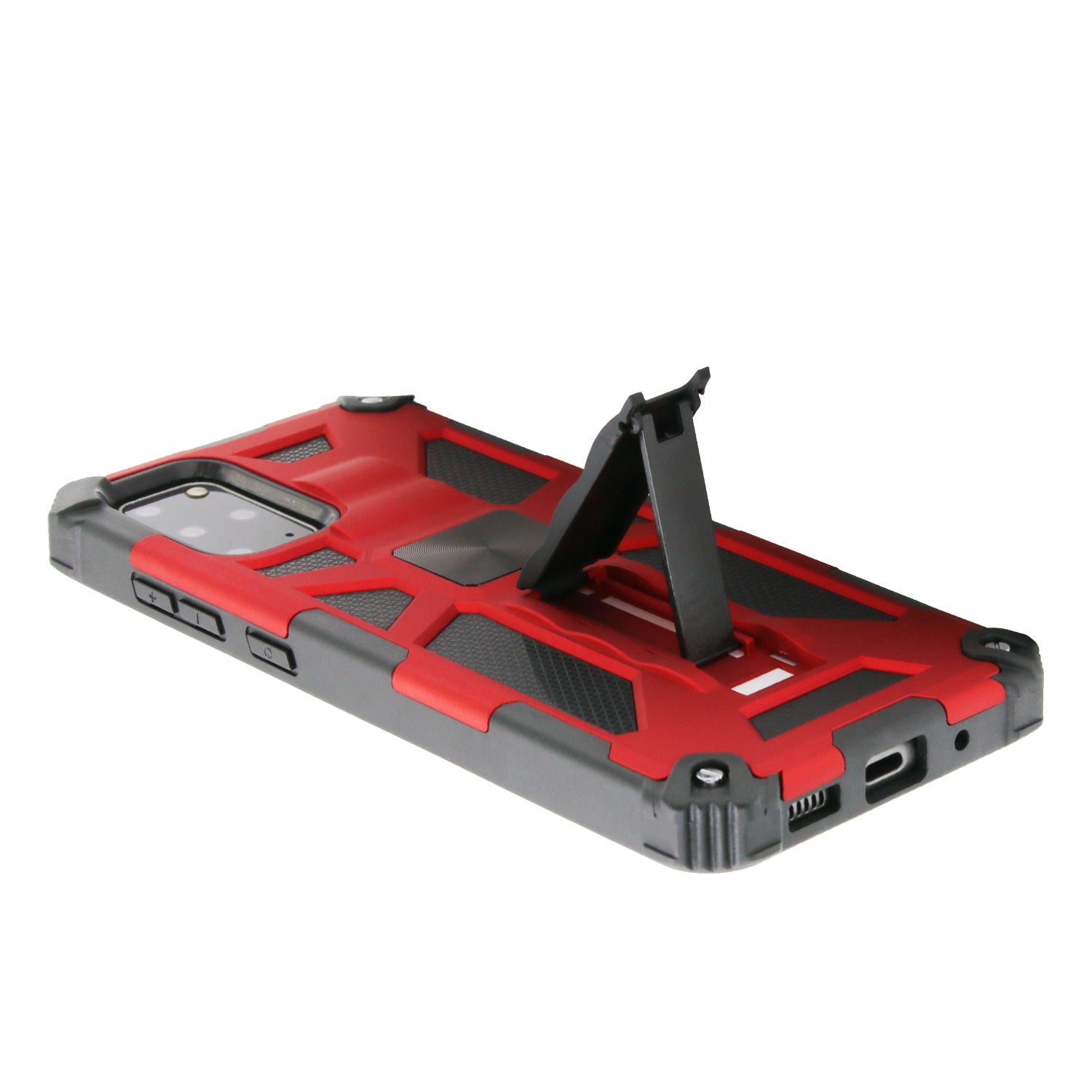 Kickstand Armor Dropproof PC TPU Combo Case with Magnetic Metal Sheet for Samsung Galaxy S20 Plus/S20 Plus 5G  - Red