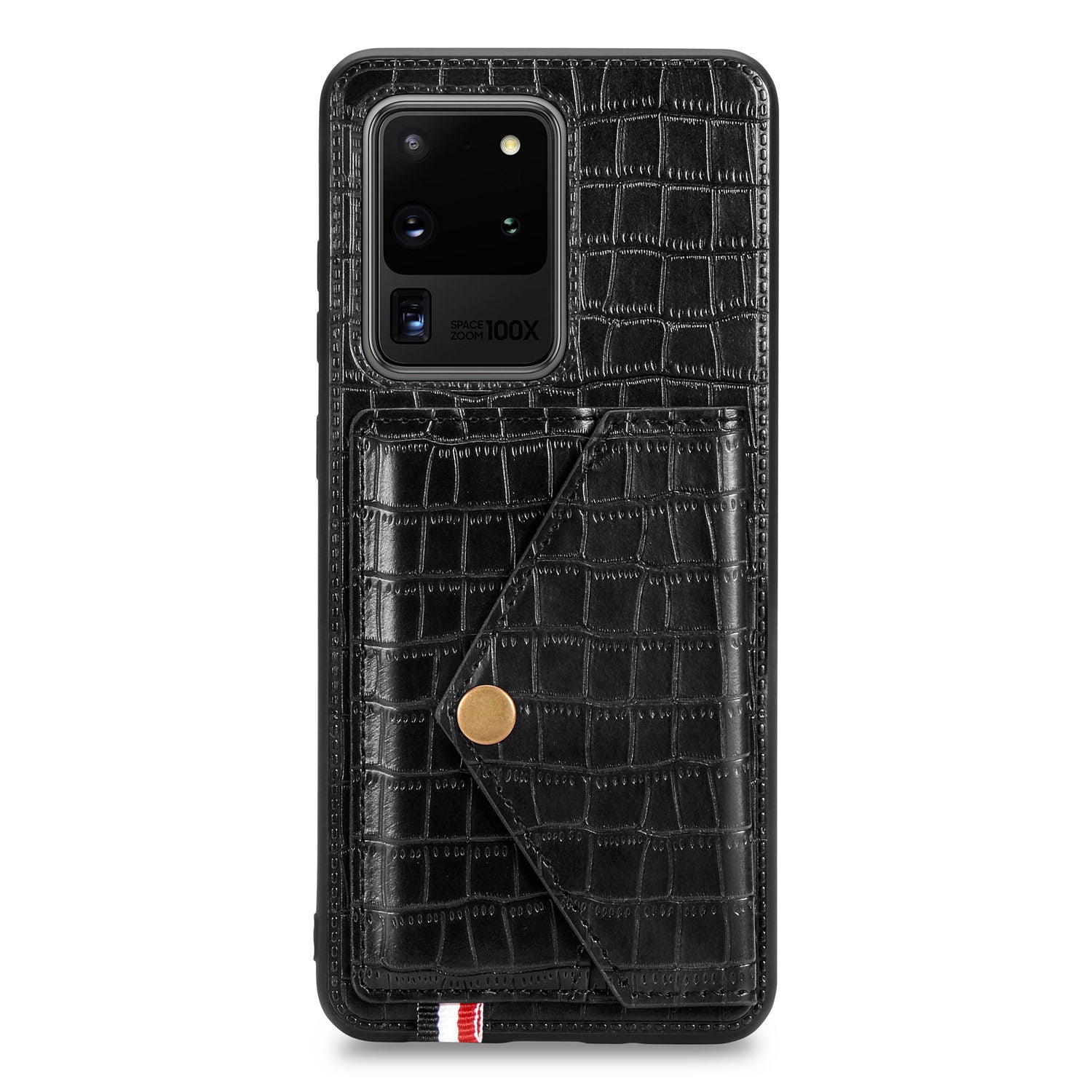 Crocodile Texture Phone Case Cover Card Holder for Samsung Galaxy S20 Ultra - Black