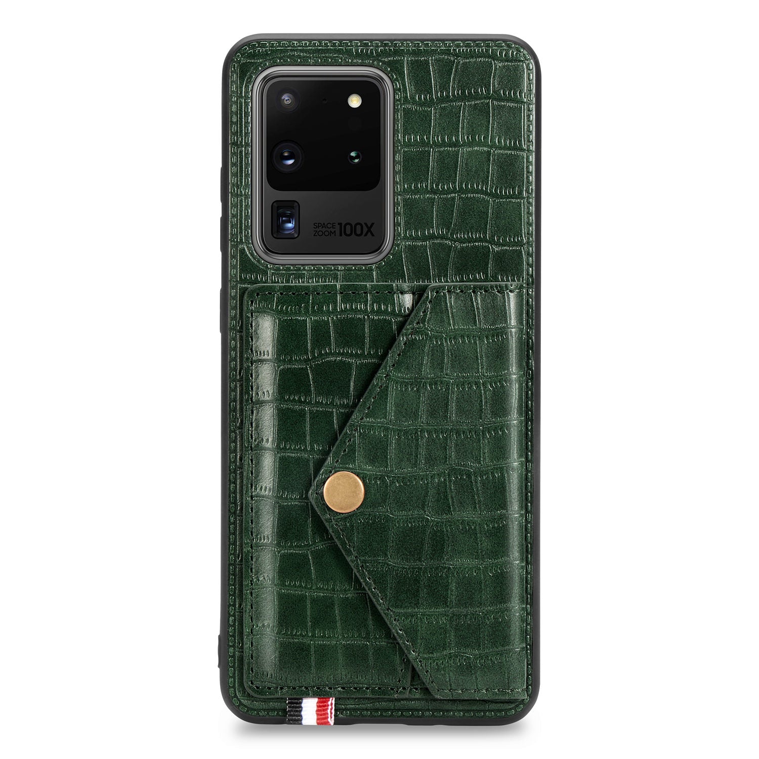 Crocodile Texture Phone Case Cover Card Holder for Samsung Galaxy S20 Ultra - Green