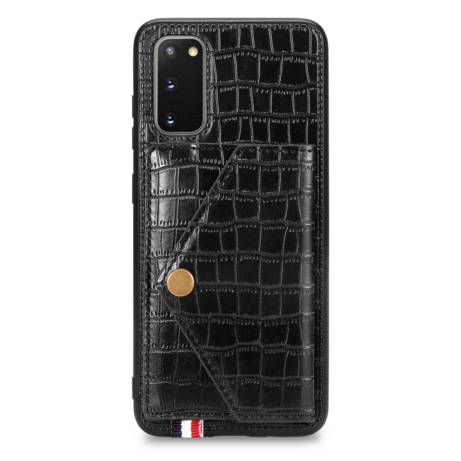 Crocodile Surface with Kickstand Cell Phone Case for Samsung Galaxy S20 4G/S20 5G - Black