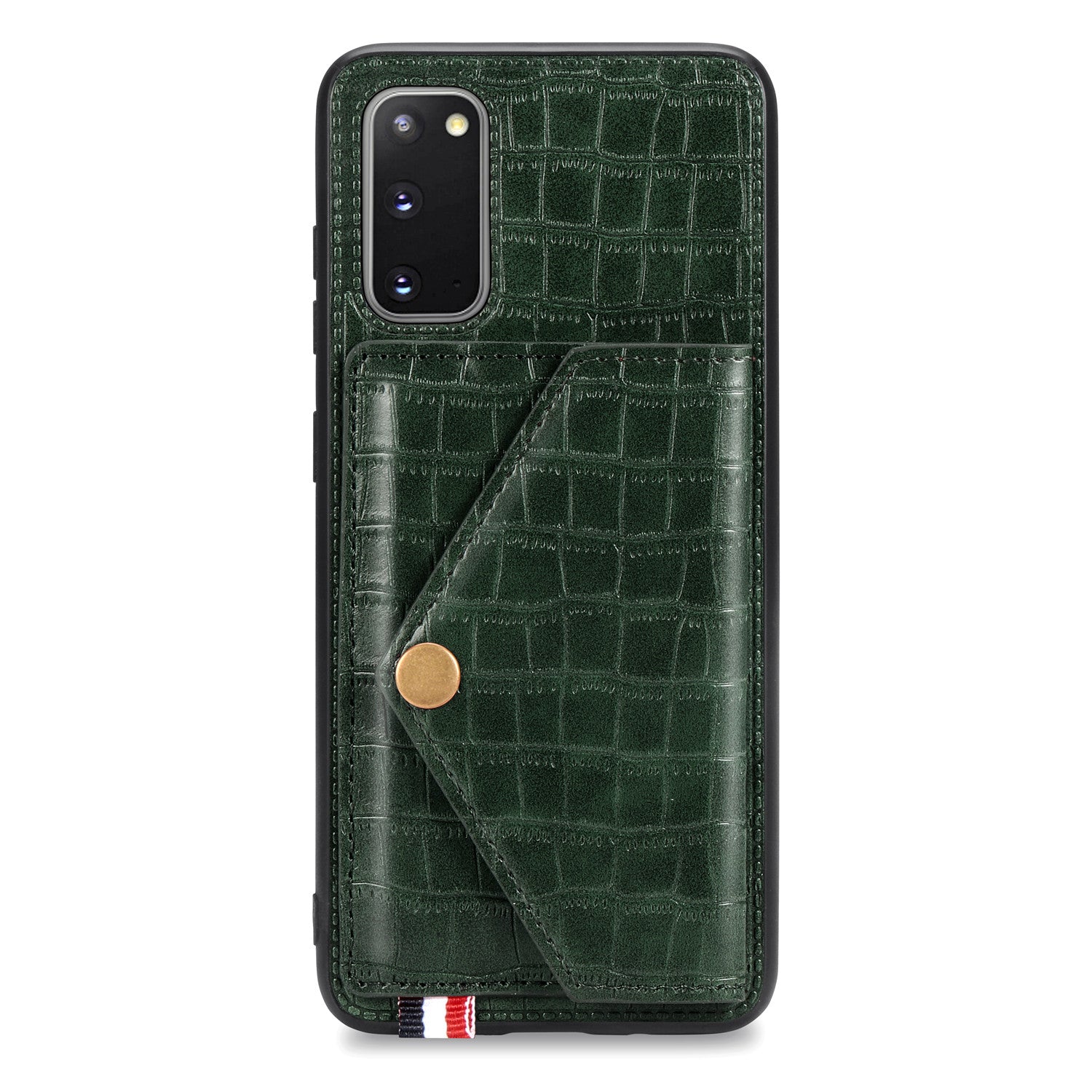 Crocodile Surface with Kickstand Cell Phone Case for Samsung Galaxy S20 4G/S20 5G - Green