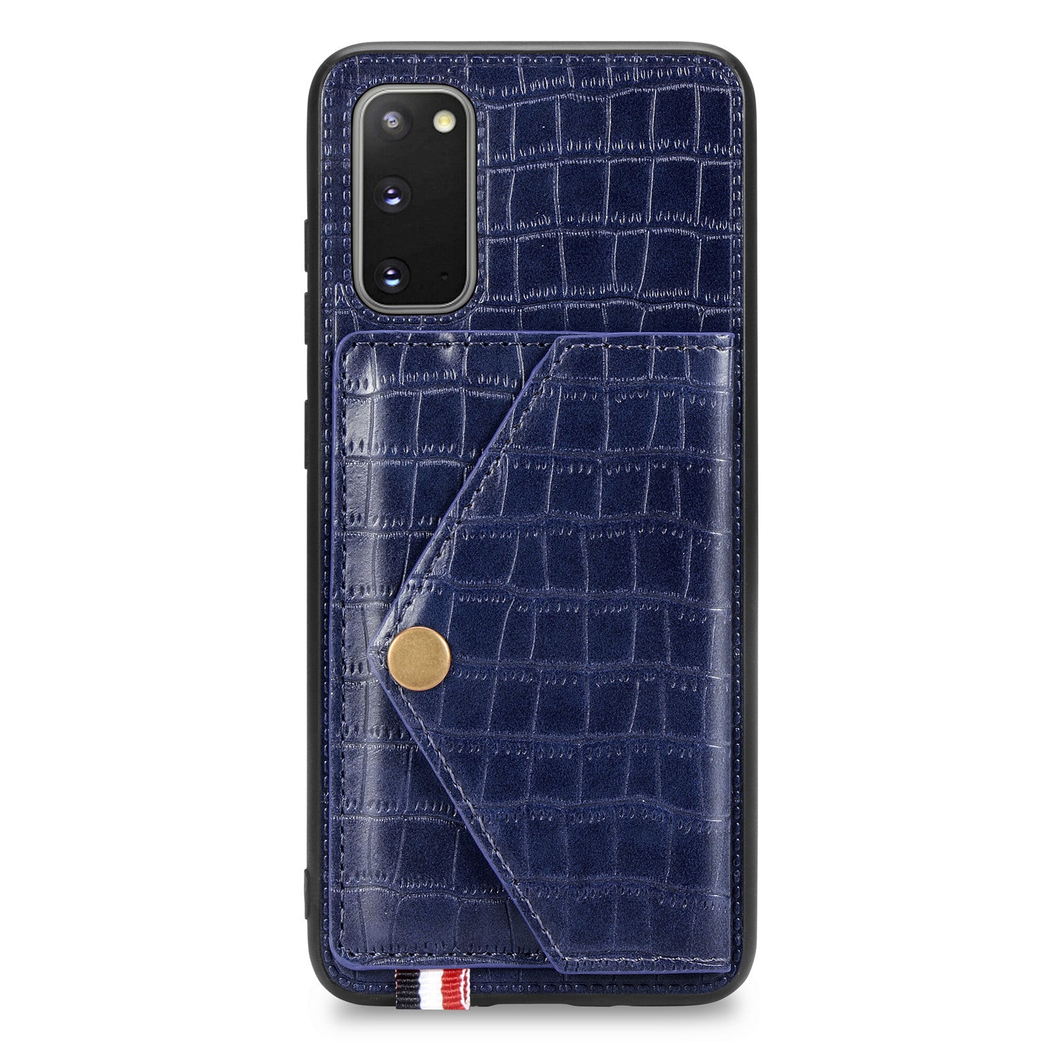 Crocodile Surface with Kickstand Cell Phone Case for Samsung Galaxy S20 4G/S20 5G - Blue