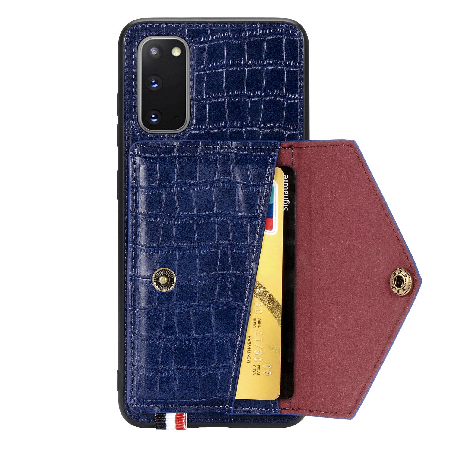 Crocodile Surface with Kickstand Cell Phone Case for Samsung Galaxy S20 4G/S20 5G - Blue