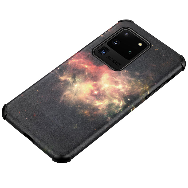 Silk Skin Pattern Printing Shock-resistant PU Leather Coated TPU Back Shell for Samsung Galaxy S20 Ultra - Style D