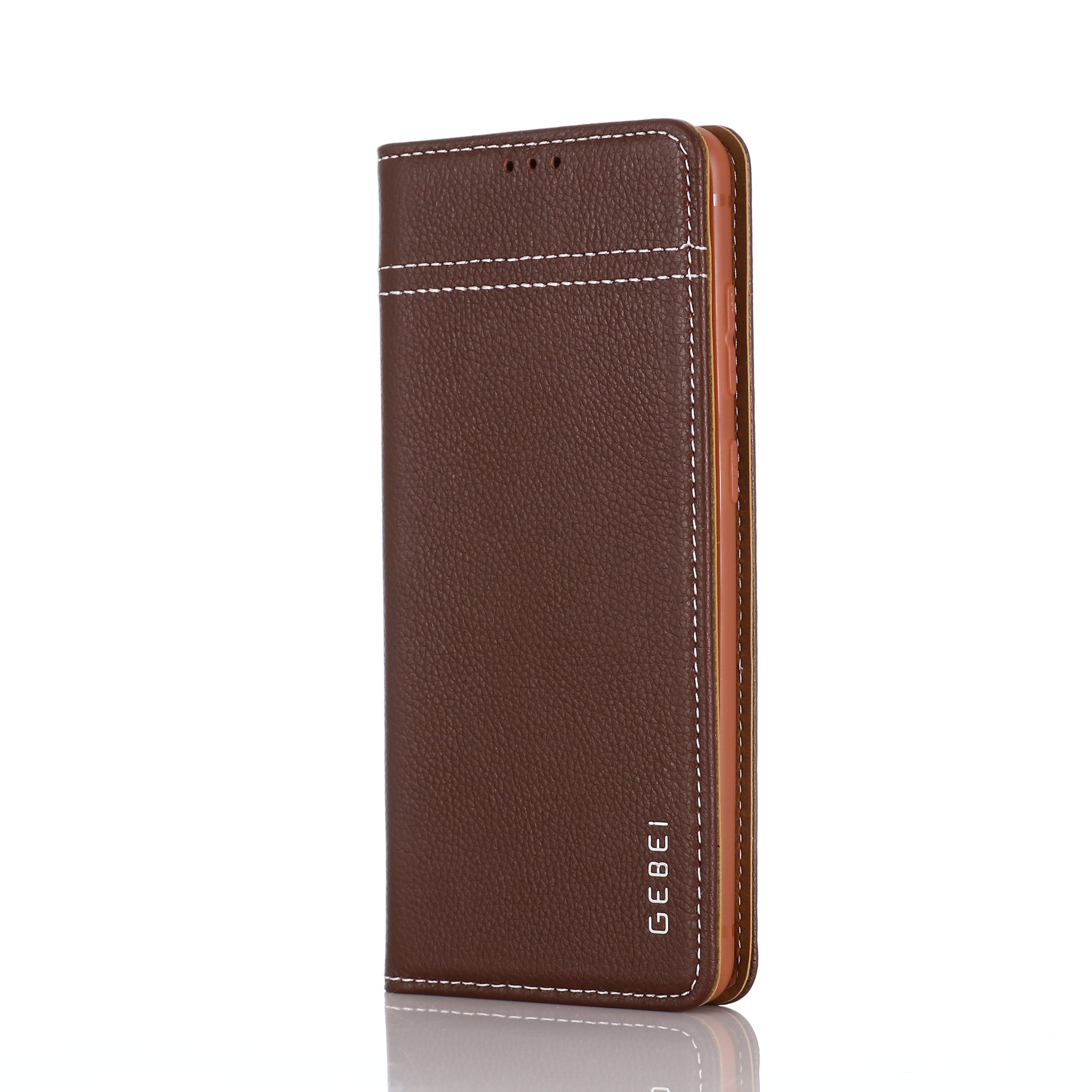 GEBEI Genuine Leather Unique Shell for Samsung Galaxy S20 4G/S20 5G - Brown