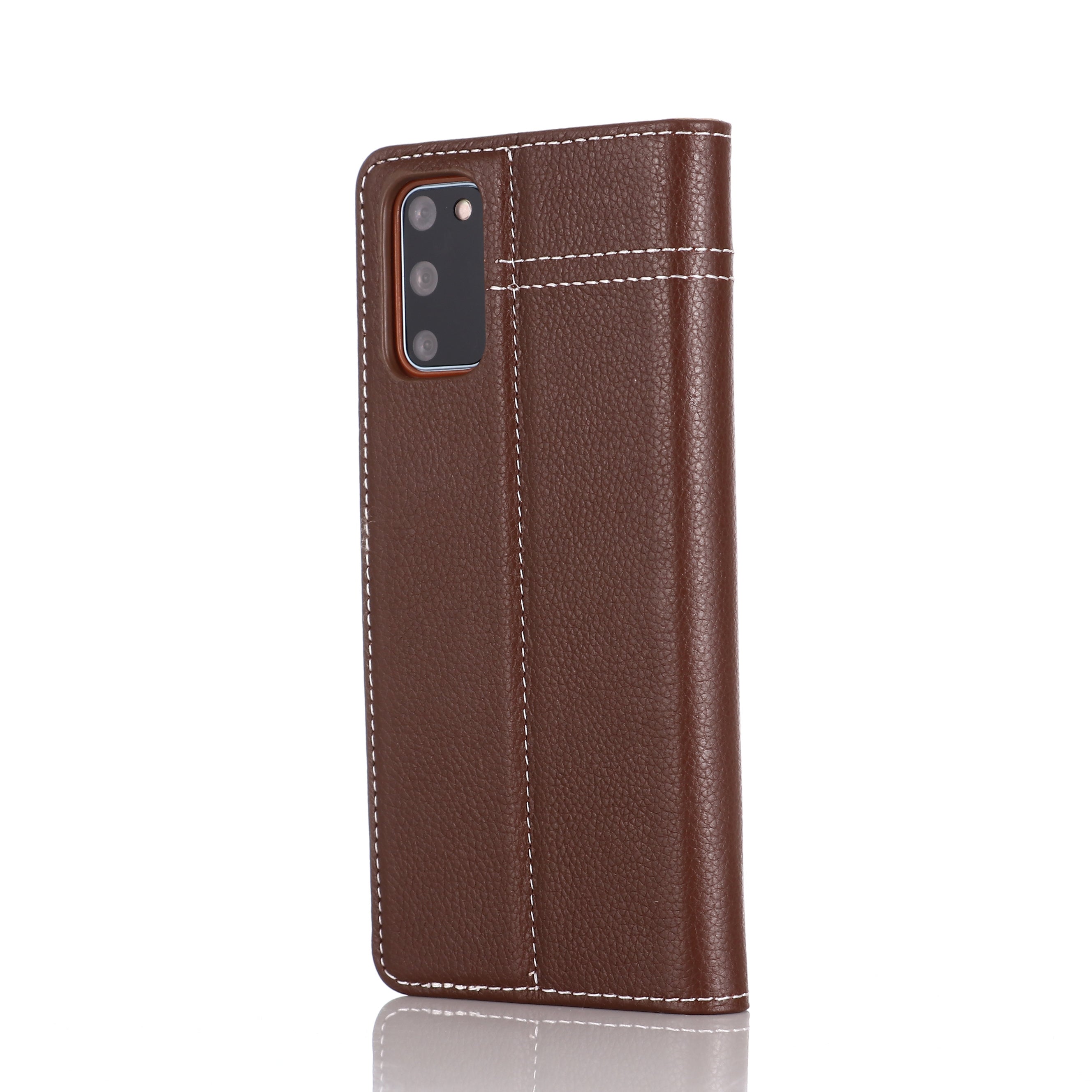 GEBEI Genuine Leather Unique Shell for Samsung Galaxy S20 4G/S20 5G - Brown