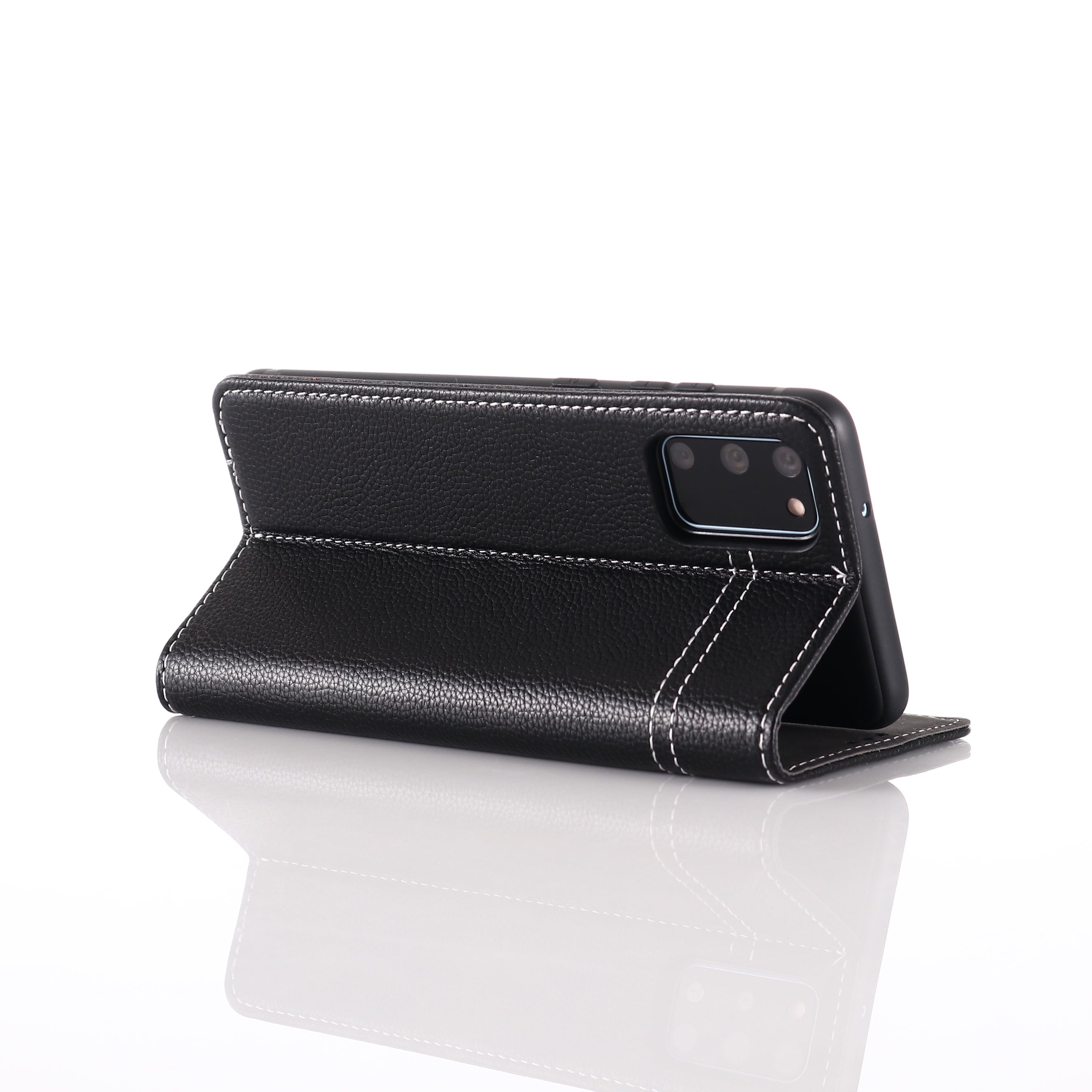 GEBEI Genuine Leather Unique Shell for Samsung Galaxy S20 4G/S20 5G - Black