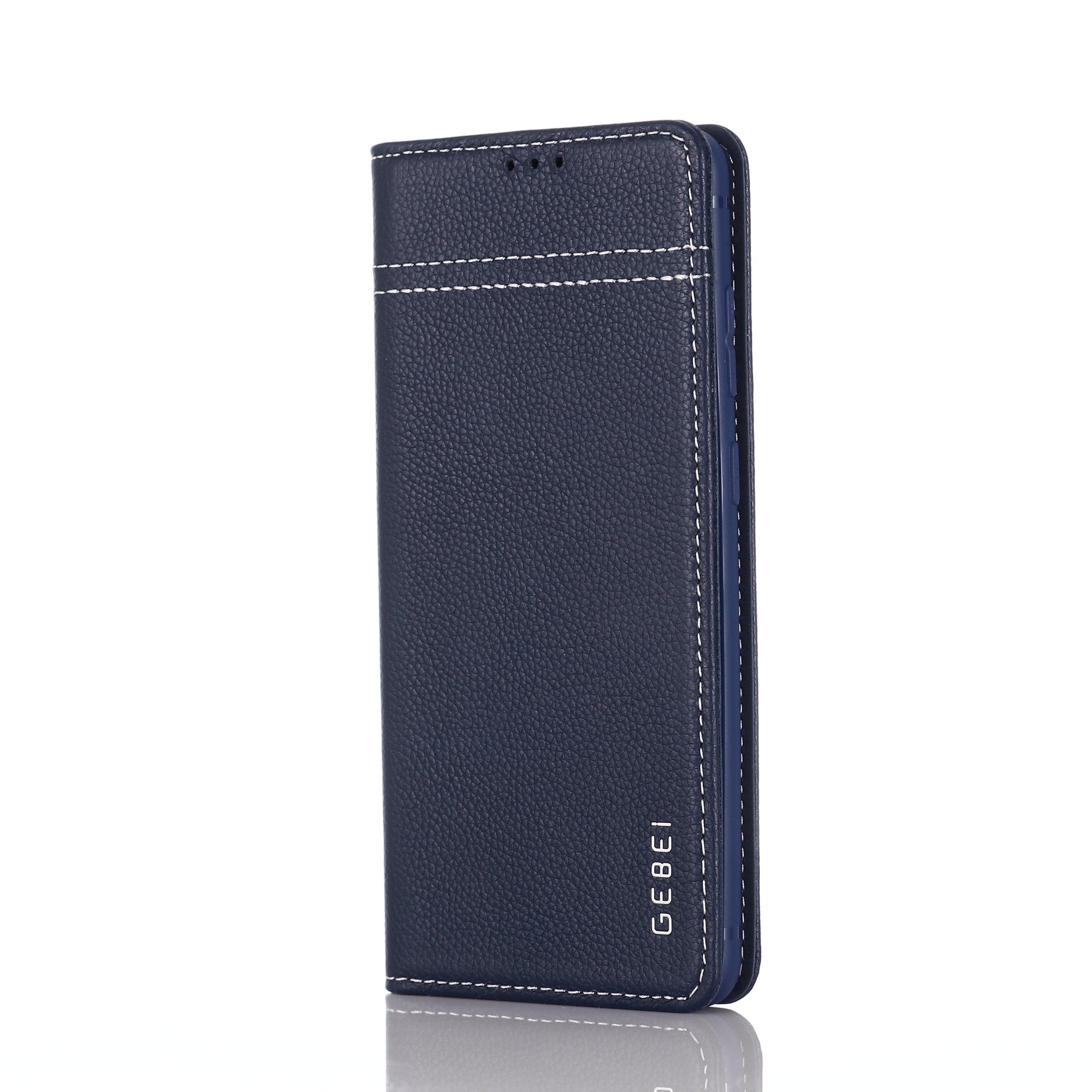 GEBEI Genuine Leather Unique Shell for Samsung Galaxy S20 4G/S20 5G - Dark Blue