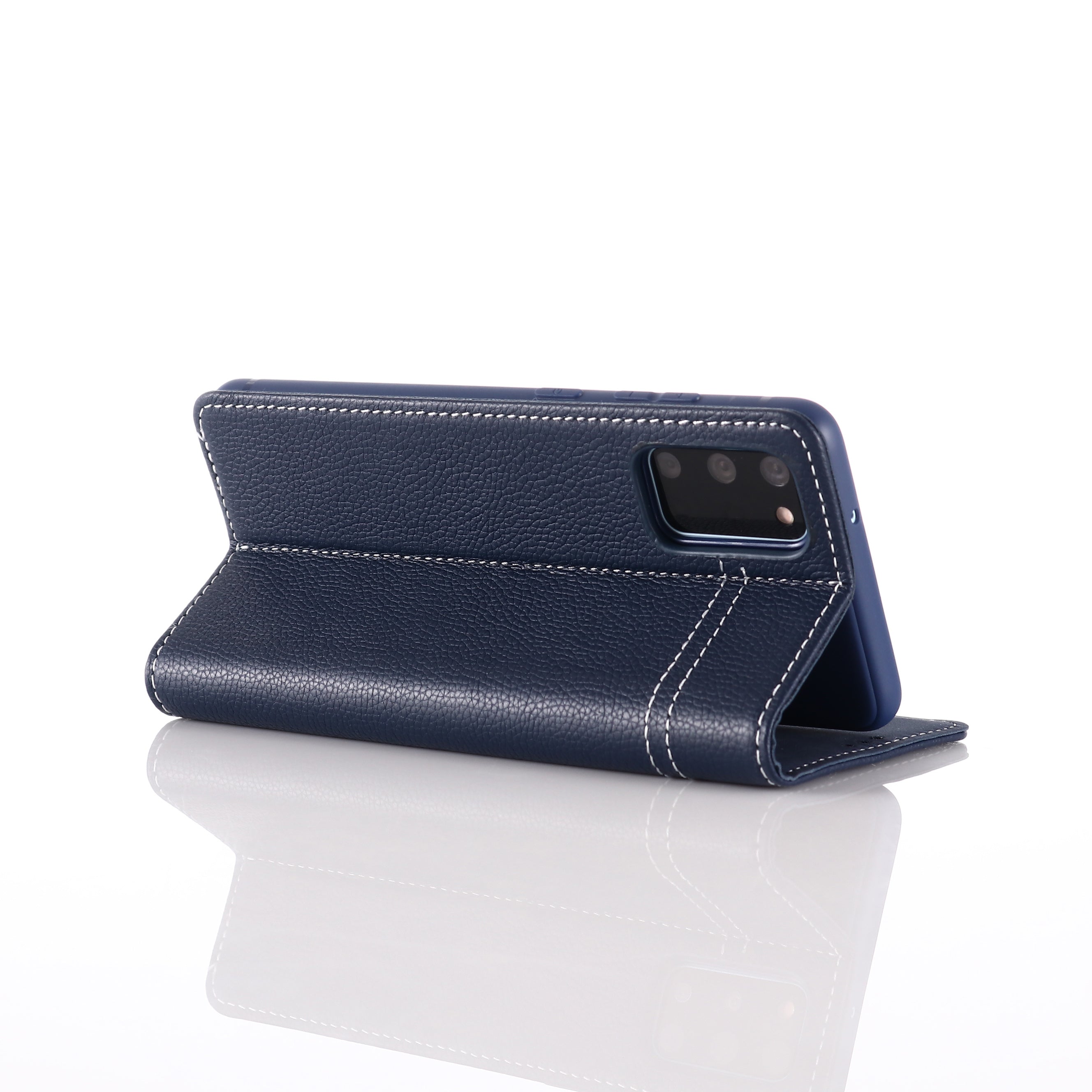 GEBEI Genuine Leather Unique Shell for Samsung Galaxy S20 4G/S20 5G - Dark Blue