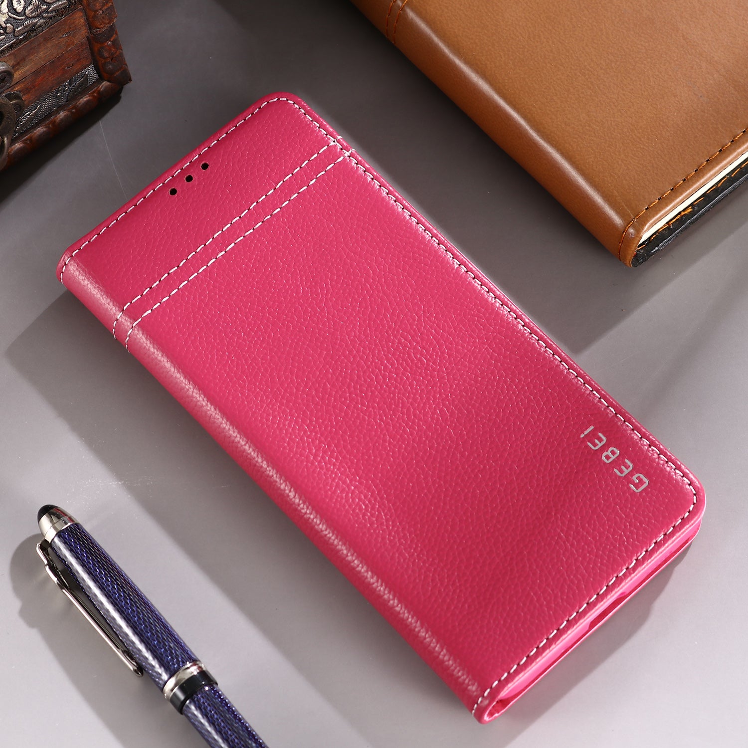 GEBEI Genuine Leather Cool Shell for Samsung Galaxy S20 Plus - Rose