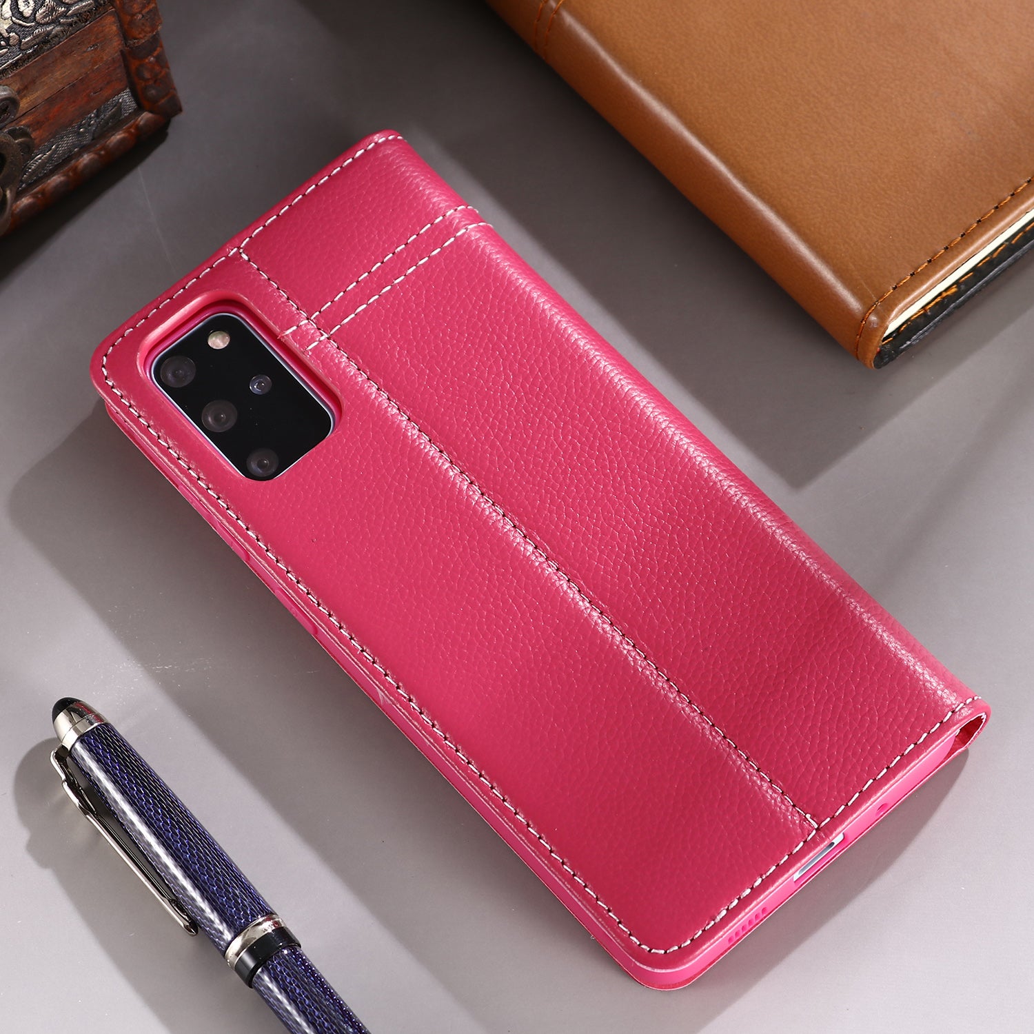 GEBEI Genuine Leather Cool Shell for Samsung Galaxy S20 Plus - Rose