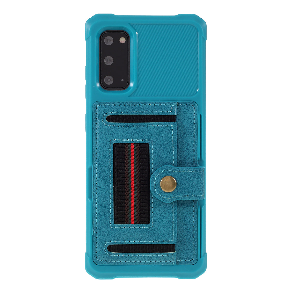 Phone Case with Card Slot and Elastic Finger Ring Strap Protective shell for Samsung Galaxy S20 4G/S20 5G - Baby Blue