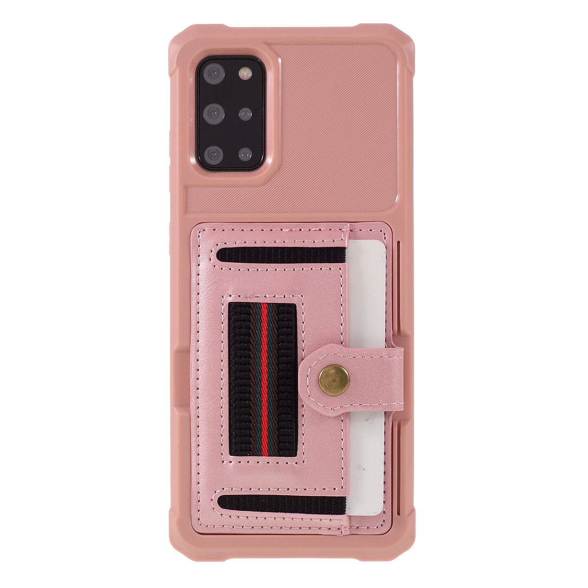 Phone Cover with Card Slot and Elastic Finger Ring Strap Protective shell for Samsung Galaxy S20 Plus/S20 Plus 5G  - Rose Gold