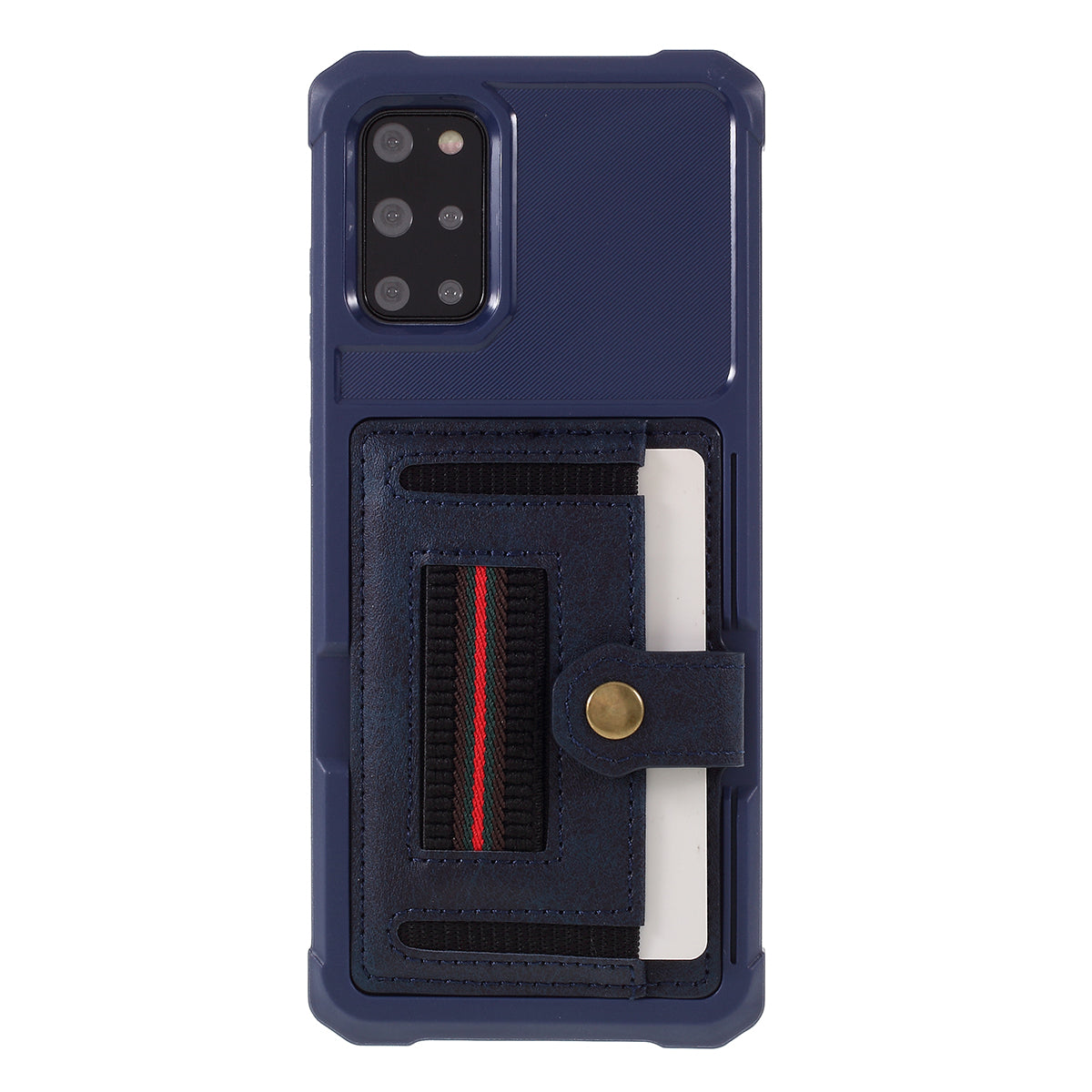 Phone Cover with Card Slot and Elastic Finger Ring Strap Protective shell for Samsung Galaxy S20 Plus/S20 Plus 5G  - Dark Blue