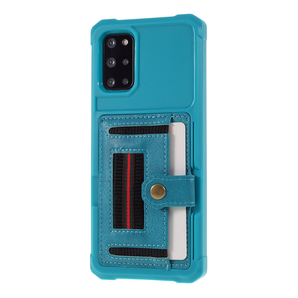 Phone Cover with Card Slot and Elastic Finger Ring Strap Protective shell for Samsung Galaxy S20 Plus/S20 Plus 5G  - Baby Blue