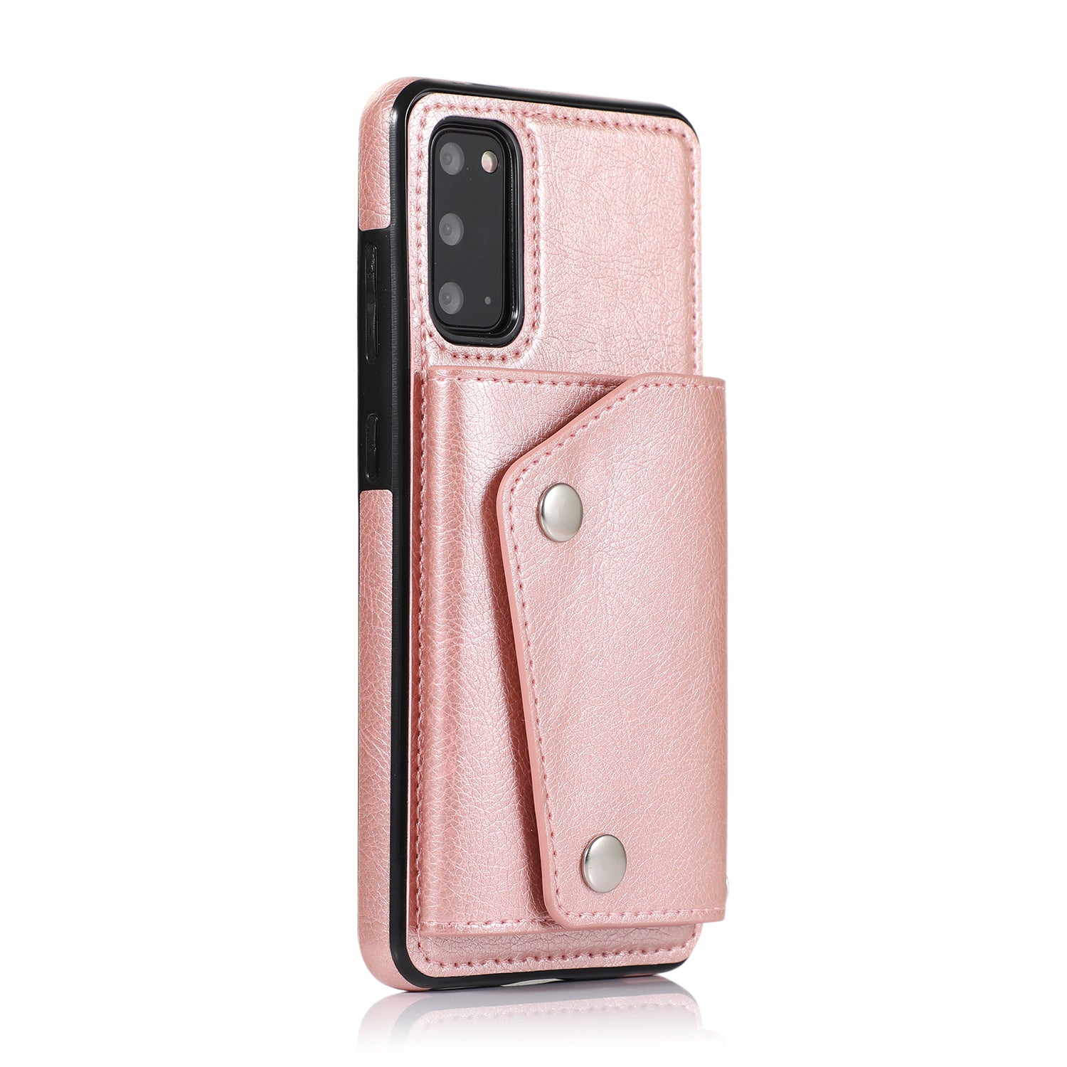 PU Leather Coated TPU Cover with Strap for Samsung Galaxy S20 4G/S20 5G - Rose Gold