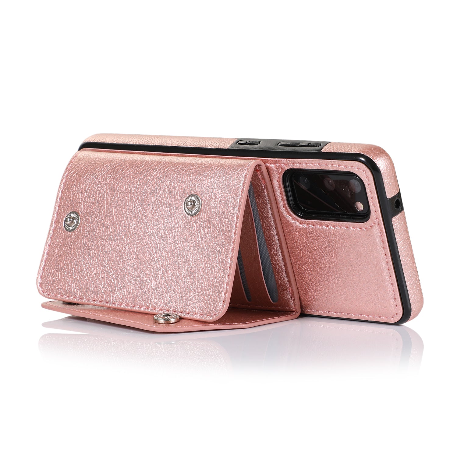 PU Leather Coated TPU Cover with Strap for Samsung Galaxy S20 4G/S20 5G - Rose Gold