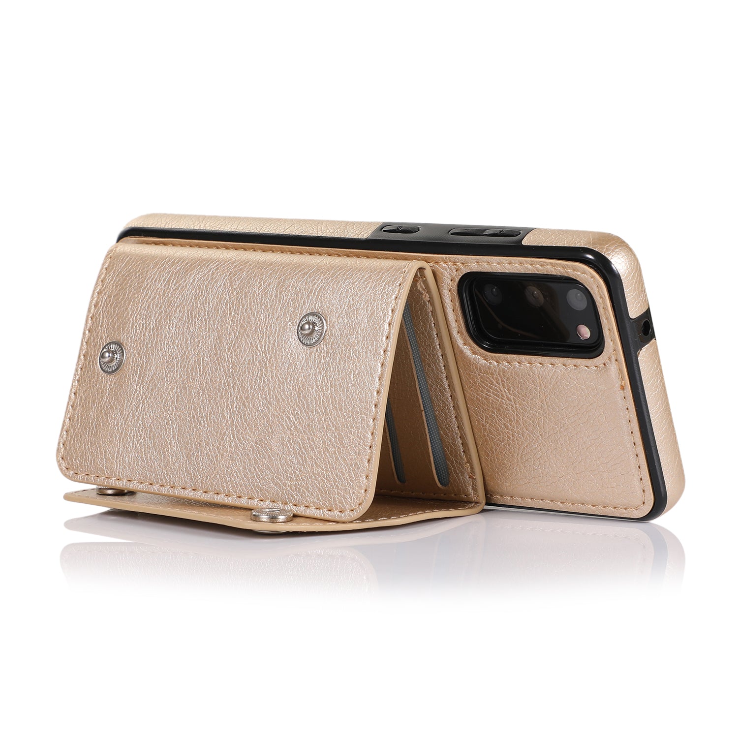 PU Leather Coated TPU Cover with Strap for Samsung Galaxy S20 4G/S20 5G - Gold