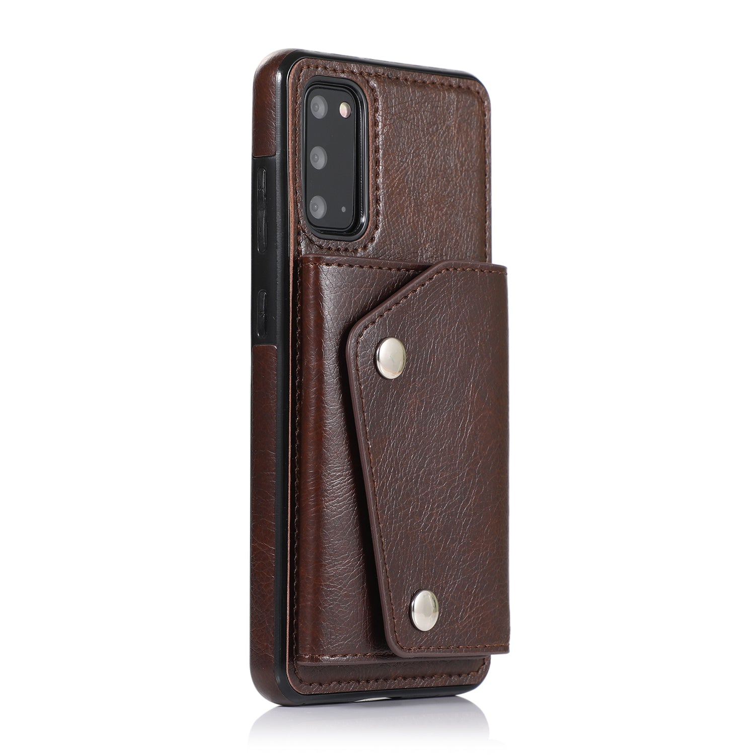 PU Leather Coated TPU Cover with Strap for Samsung Galaxy S20 4G/S20 5G - Brown