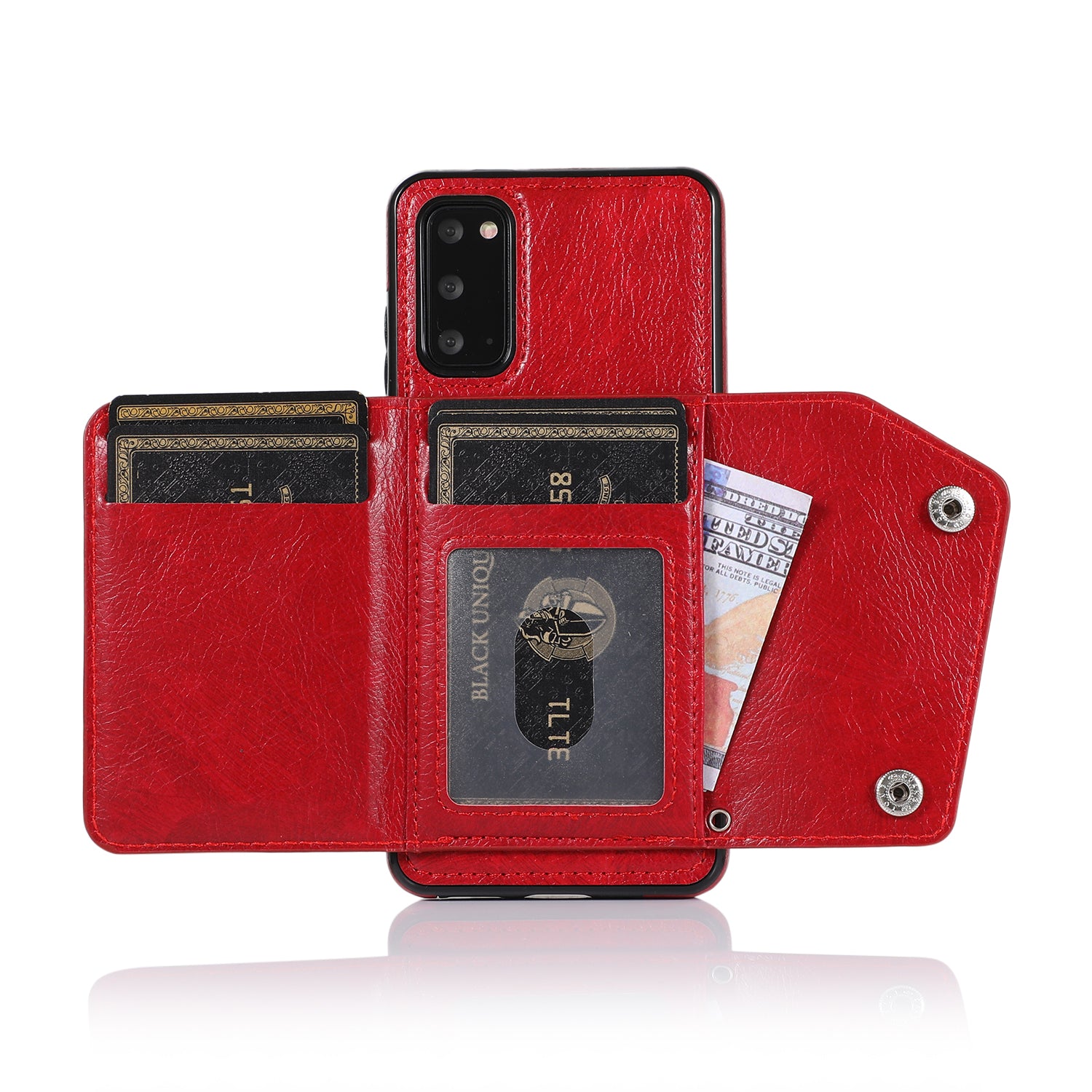 PU Leather Coated TPU Cover with Strap for Samsung Galaxy S20 Plus - Red