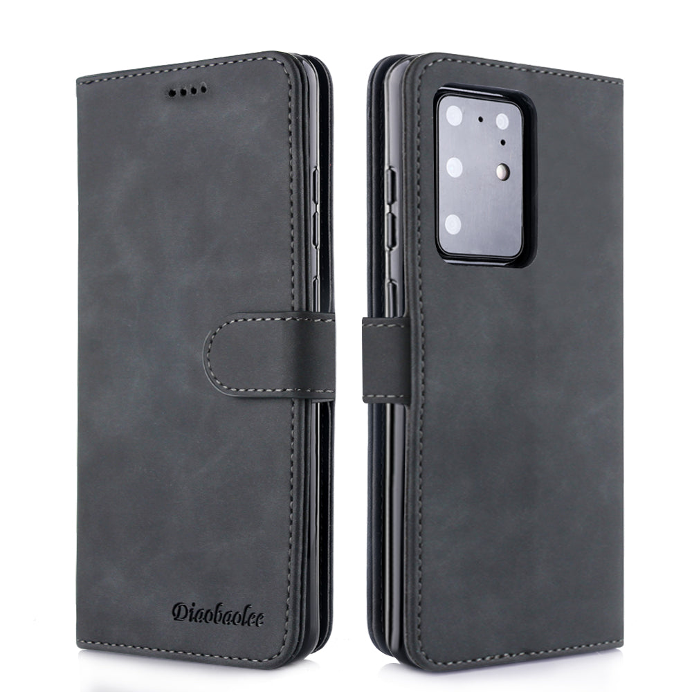 DIAOBAOLEE Leather with Wallet Stand Phone Cover for Samsung Galaxy S20 Ultra - Black