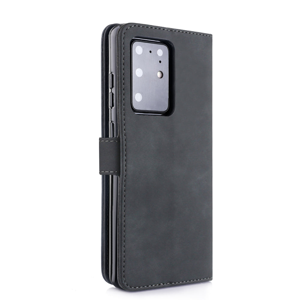 DIAOBAOLEE Leather with Wallet Stand Phone Cover for Samsung Galaxy S20 Ultra - Black