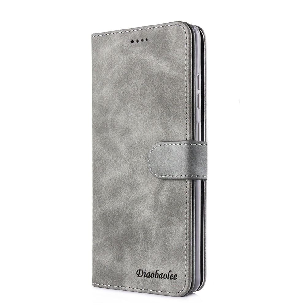 DIAOBAOLEE Leather with Wallet Stand Phone Cover for Samsung Galaxy S20 Ultra - Grey