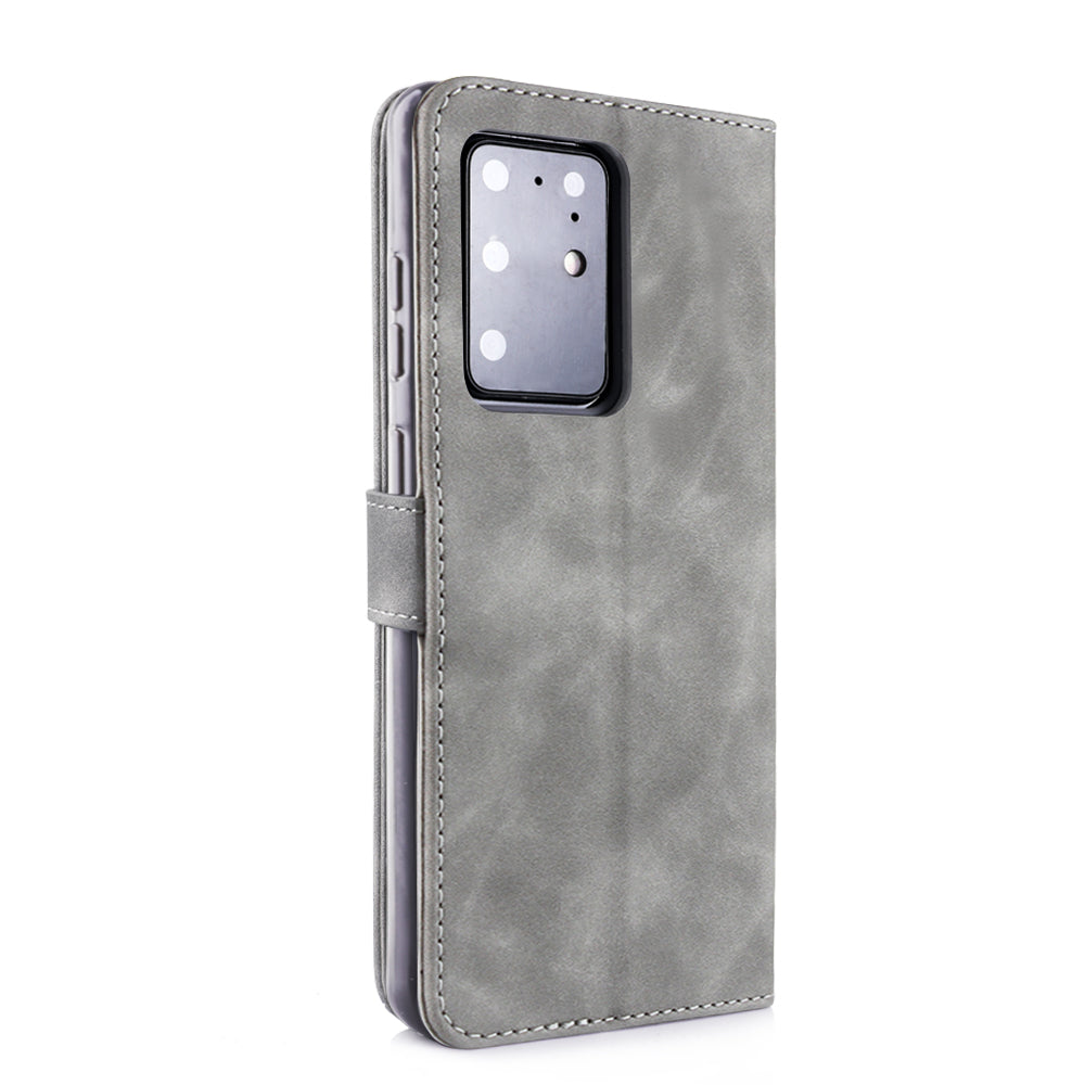 DIAOBAOLEE Leather with Wallet Stand Phone Cover for Samsung Galaxy S20 Ultra - Grey