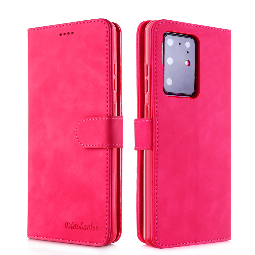 DIAOBAOLEE Leather with Wallet Stand Phone Cover for Samsung Galaxy S20 Ultra - Rose