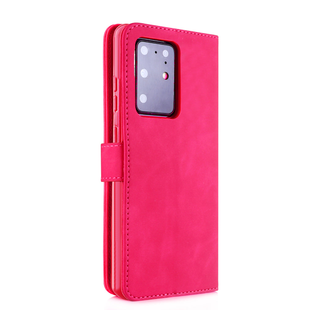 DIAOBAOLEE Leather with Wallet Stand Phone Cover for Samsung Galaxy S20 Ultra - Rose