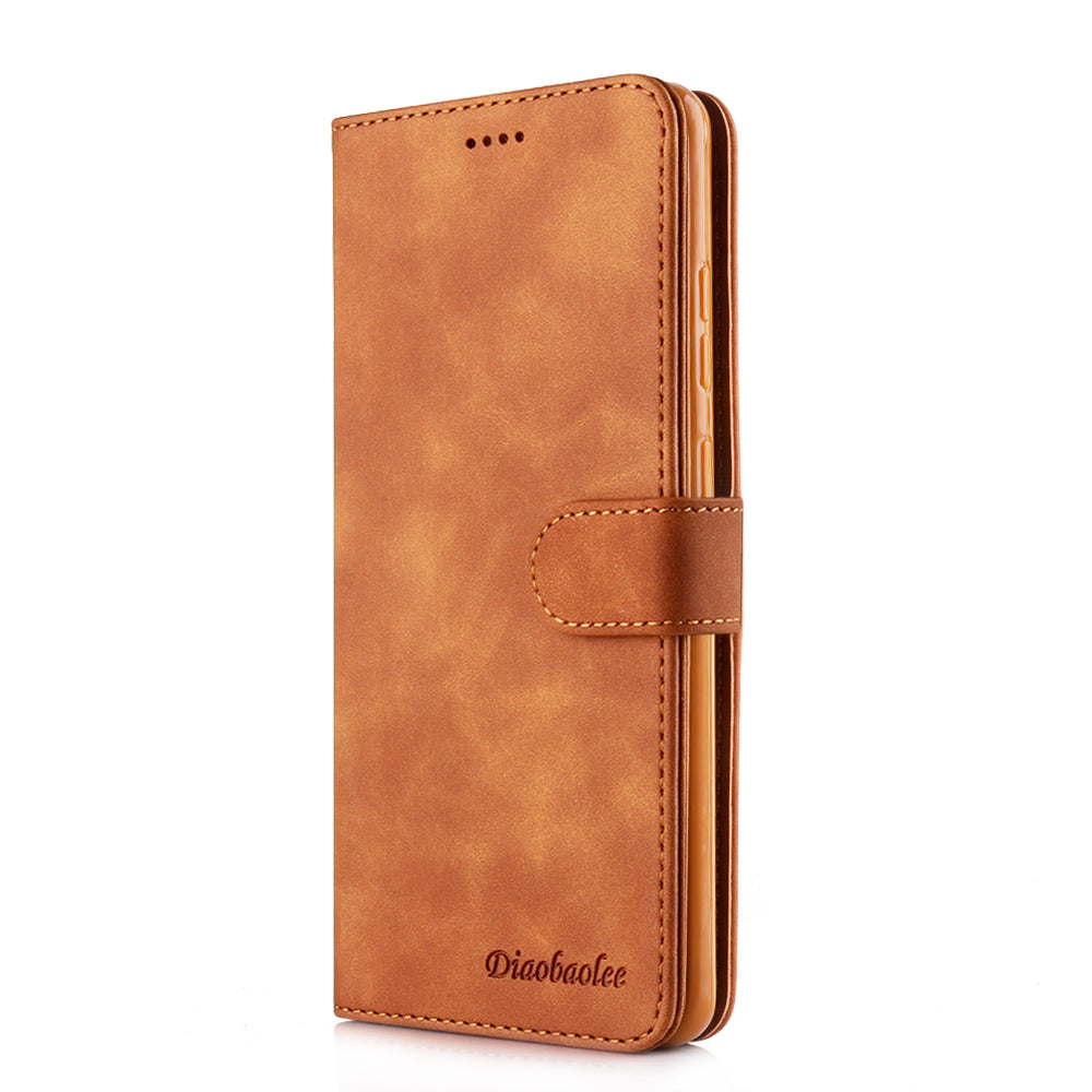 DIAOBAOLEE Leather with Wallet Stand Phone Cover for Samsung Galaxy S20 Ultra - Brown