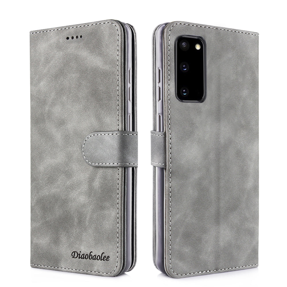 DIAOBAOLEE Wallet Leather Stylish Case for Samsung Galaxy S20 4G/S20 5G - Grey