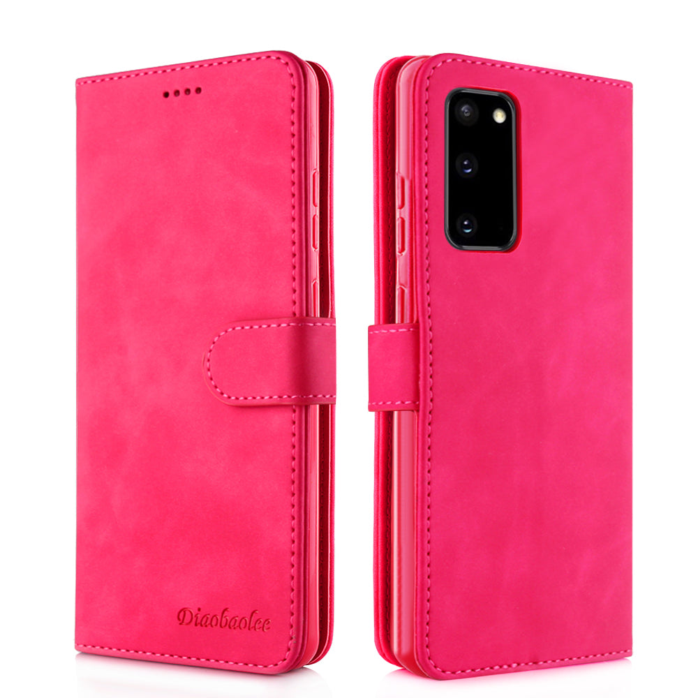 DIAOBAOLEE Wallet Leather Stylish Case for Samsung Galaxy S20 4G/S20 5G - Rose