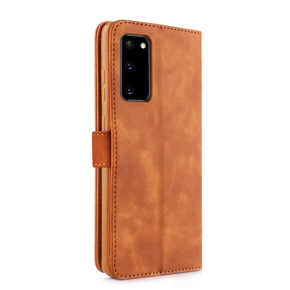 DIAOBAOLEE Wallet Leather Stylish Case for Samsung Galaxy S20 4G/S20 5G - Brown