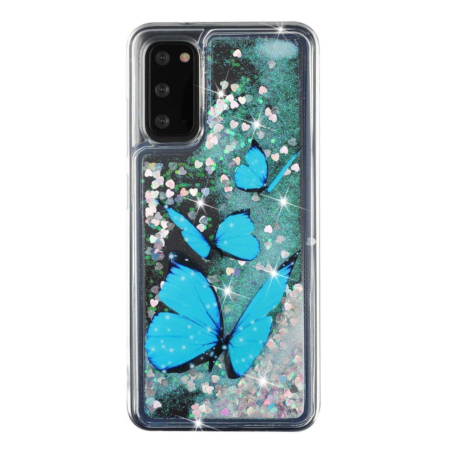 Pattern Printing Glitter Powder Quicksand TPU Protective Case for Samsung Galaxy S20 4G/S20 5G - Butterfly