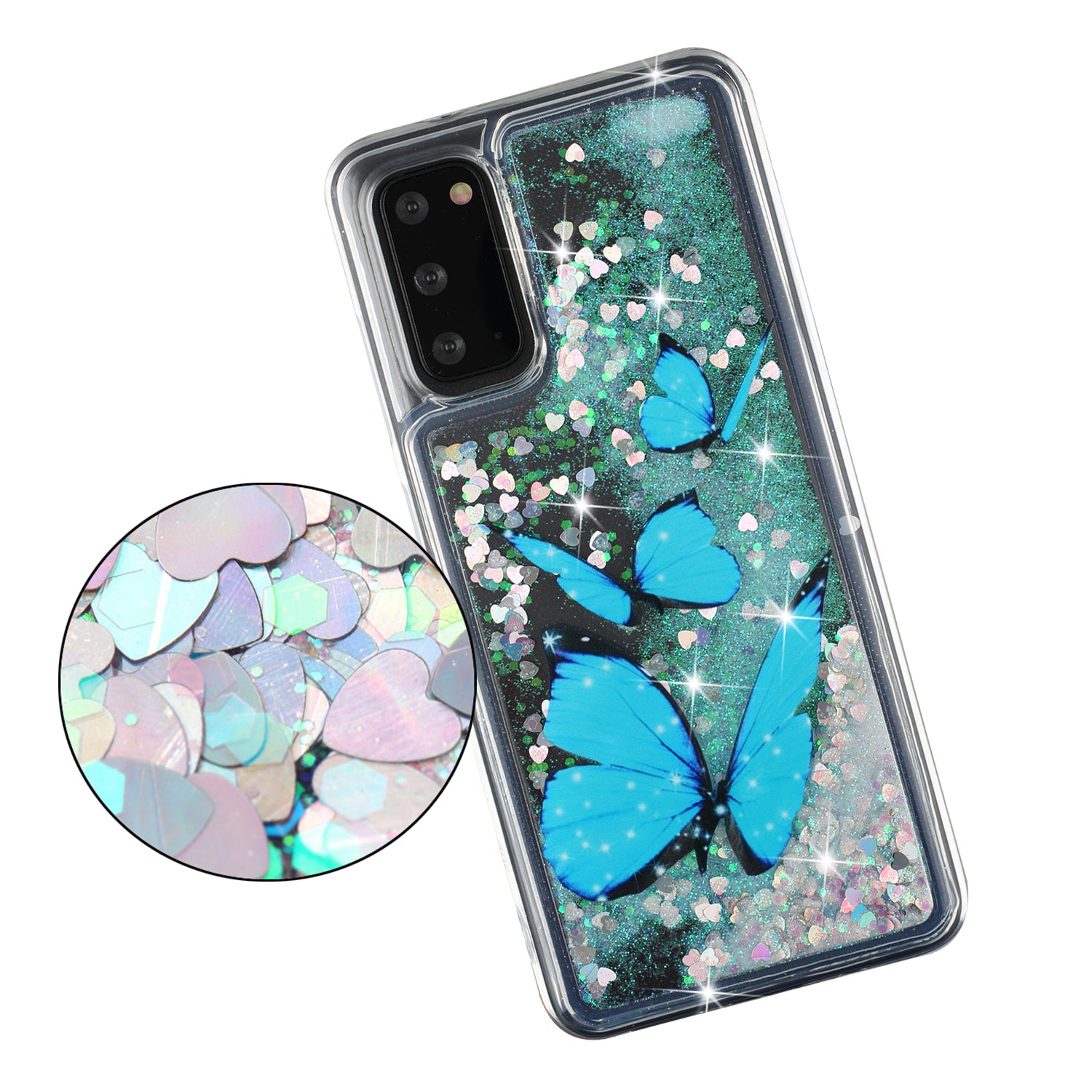 Pattern Printing Glitter Powder Quicksand TPU Protective Case for Samsung Galaxy S20 4G/S20 5G - Butterfly