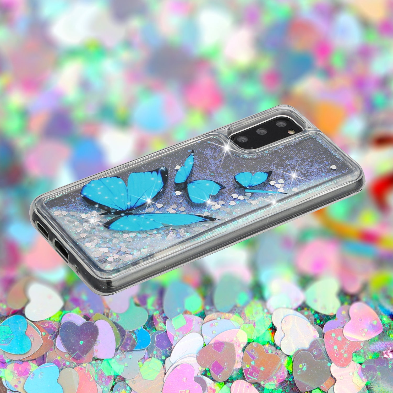 Pattern Printing Glitter Powder Quicksand TPU Protective Case for Samsung Galaxy S20 4G/S20 5G - Butterfly