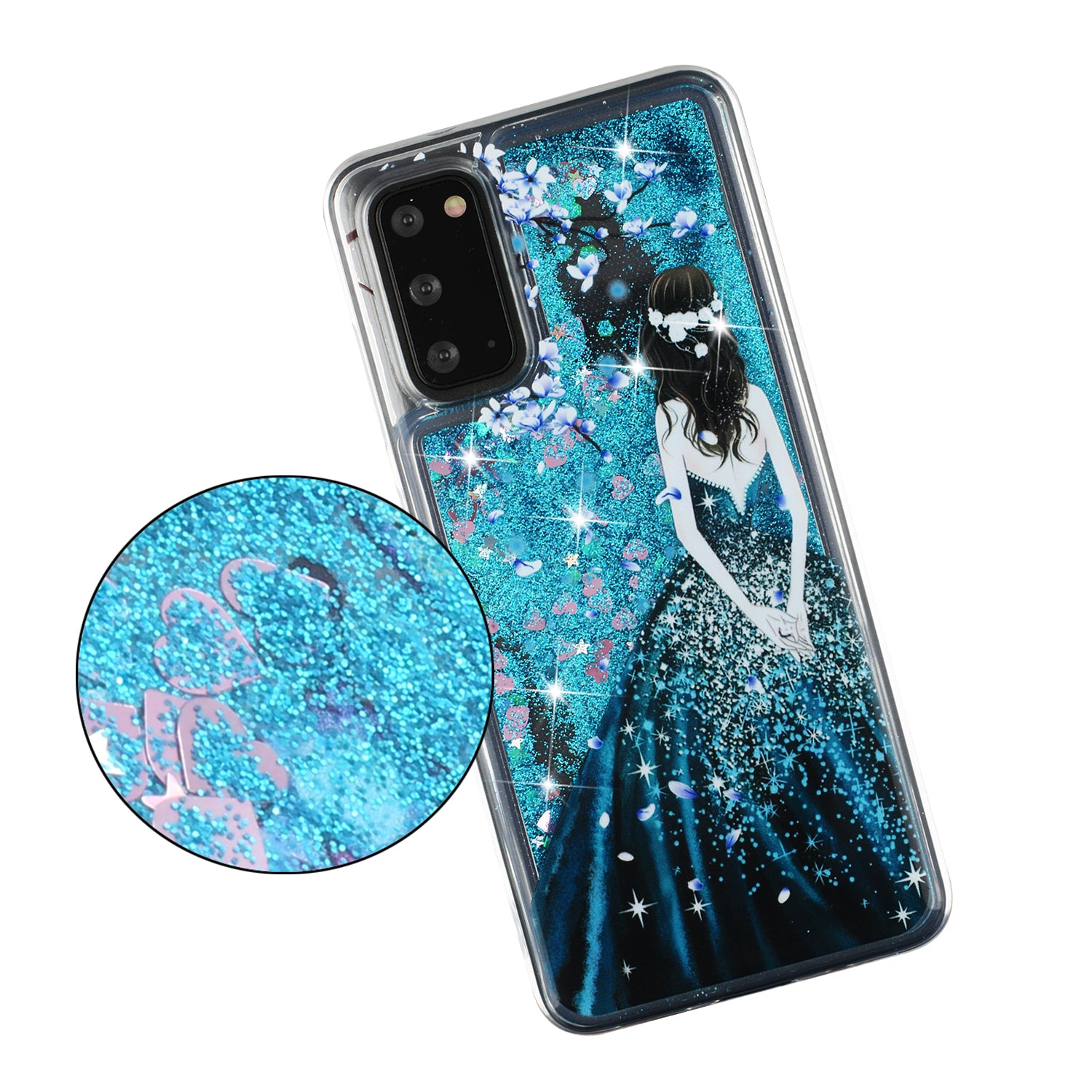 Pattern Printing Glitter Powder Quicksand TPU Protective Case for Samsung Galaxy S20 4G/S20 5G - Beautiful Girl