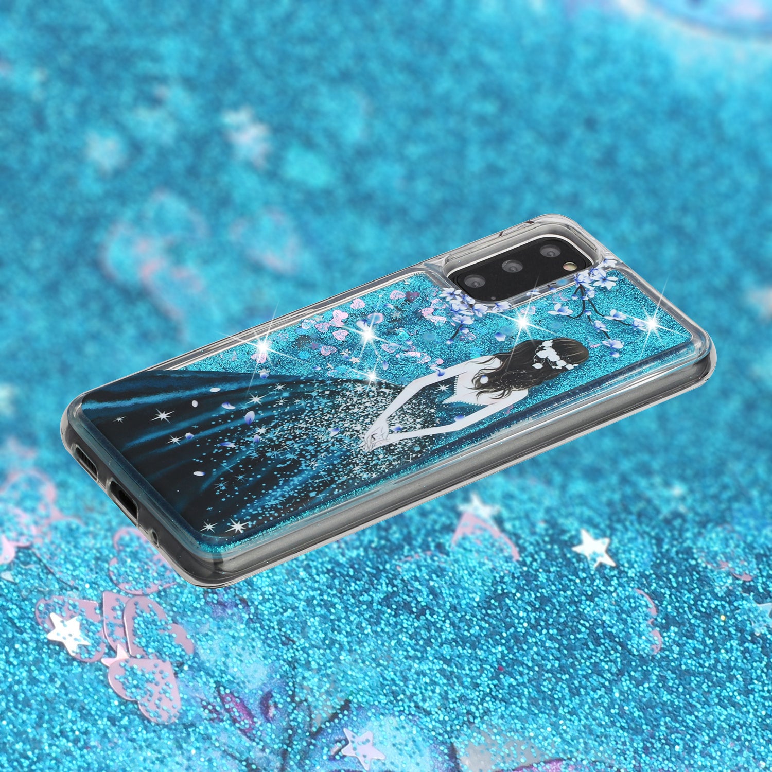 Pattern Printing Glitter Powder Quicksand TPU Protective Case for Samsung Galaxy S20 4G/S20 5G - Beautiful Girl