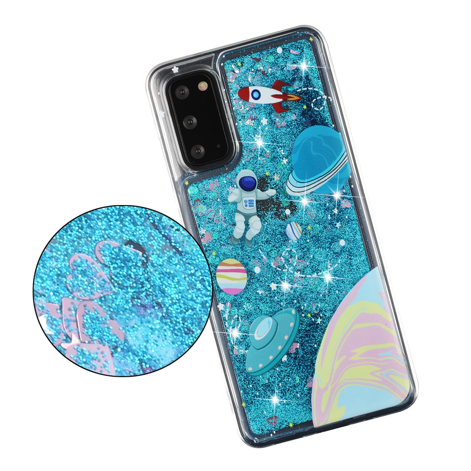 Pattern Printing Glitter Powder Quicksand TPU Protective Case for Samsung Galaxy S20 4G/S20 5G - Cosmic Space