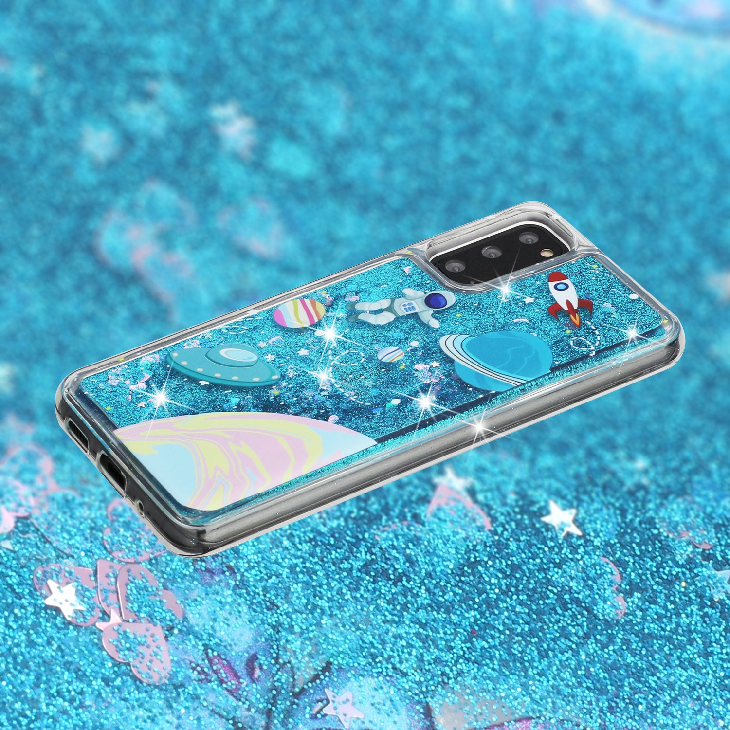 Pattern Printing Glitter Powder Quicksand TPU Protective Case for Samsung Galaxy S20 4G/S20 5G - Cosmic Space