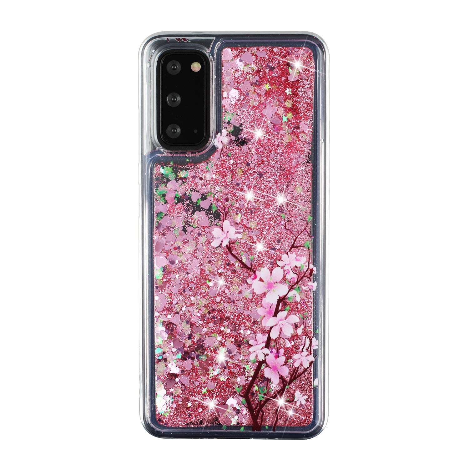 Pattern Printing Glitter Powder Quicksand TPU Protective Case for Samsung Galaxy S20 4G/S20 5G - Flower