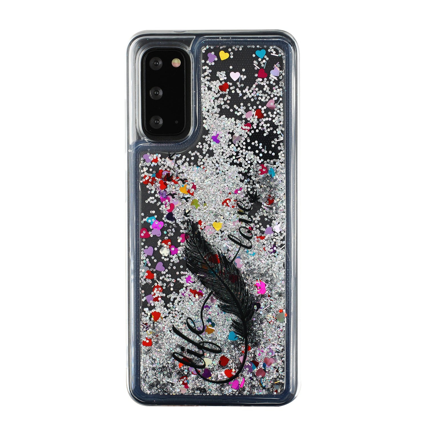 Pattern Printing Glitter Powder Quicksand TPU Protective Case for Samsung Galaxy S20 4G/S20 5G - Feather