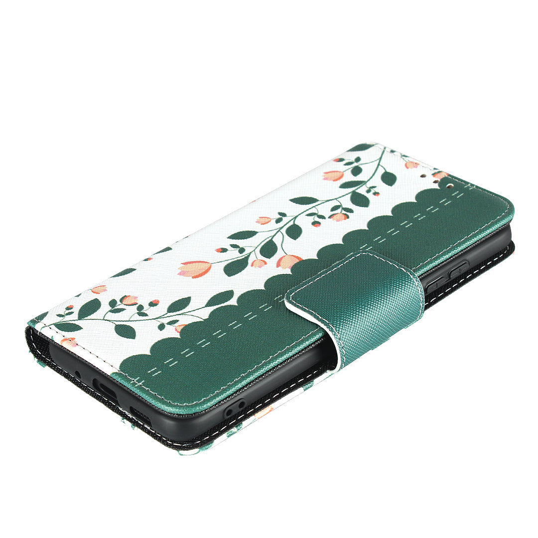 Flower Pattern Wallet Stand Flip Leather Phone Shell with Bowknot Lanyard for Samsung Galaxy S20 4G/S20 5G - Green