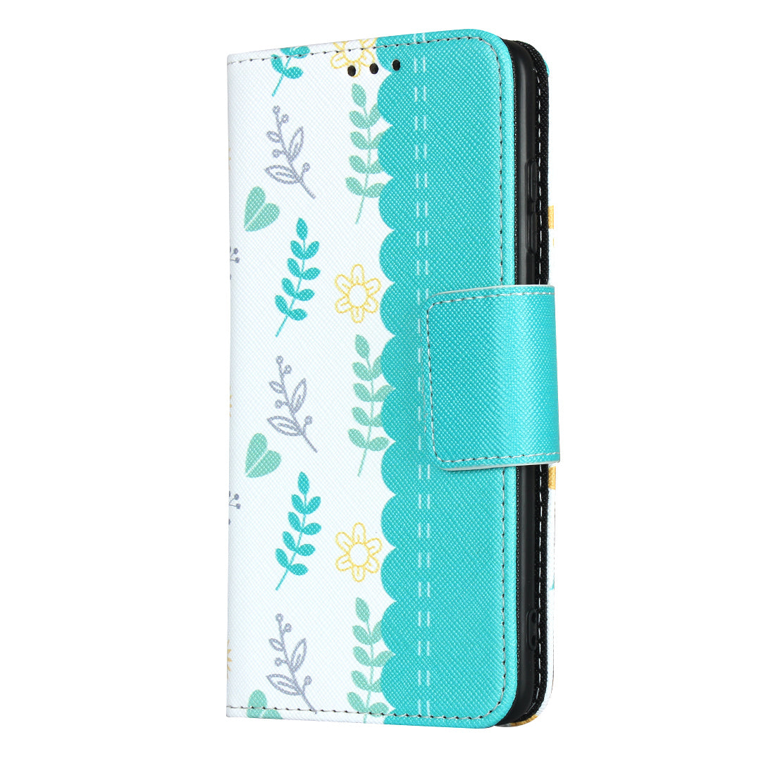 Flower Pattern Wallet Stand Flip Leather Phone Shell with Bowknot Lanyard for Samsung Galaxy S20 4G/S20 5G - Blue