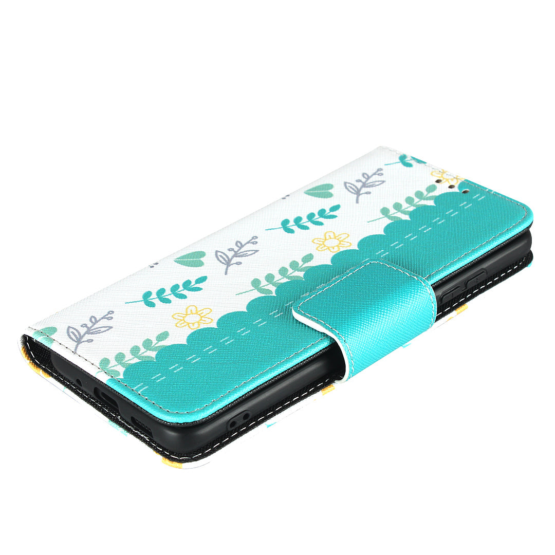 Flower Pattern Wallet Stand Flip Leather Phone Shell with Bowknot Lanyard for Samsung Galaxy S20 4G/S20 5G - Blue