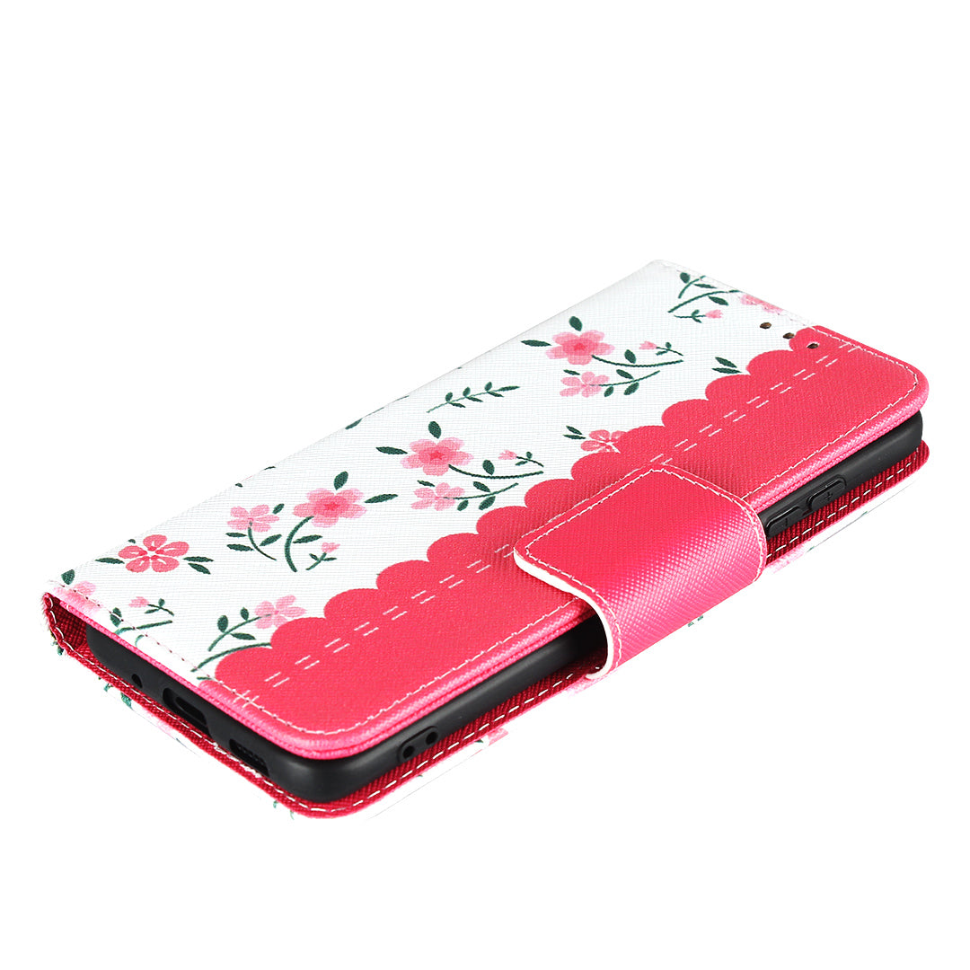 Flower Pattern Wallet Stand Flip Leather Phone Shell with Bowknot Lanyard for Samsung Galaxy S20 4G/S20 5G - Red